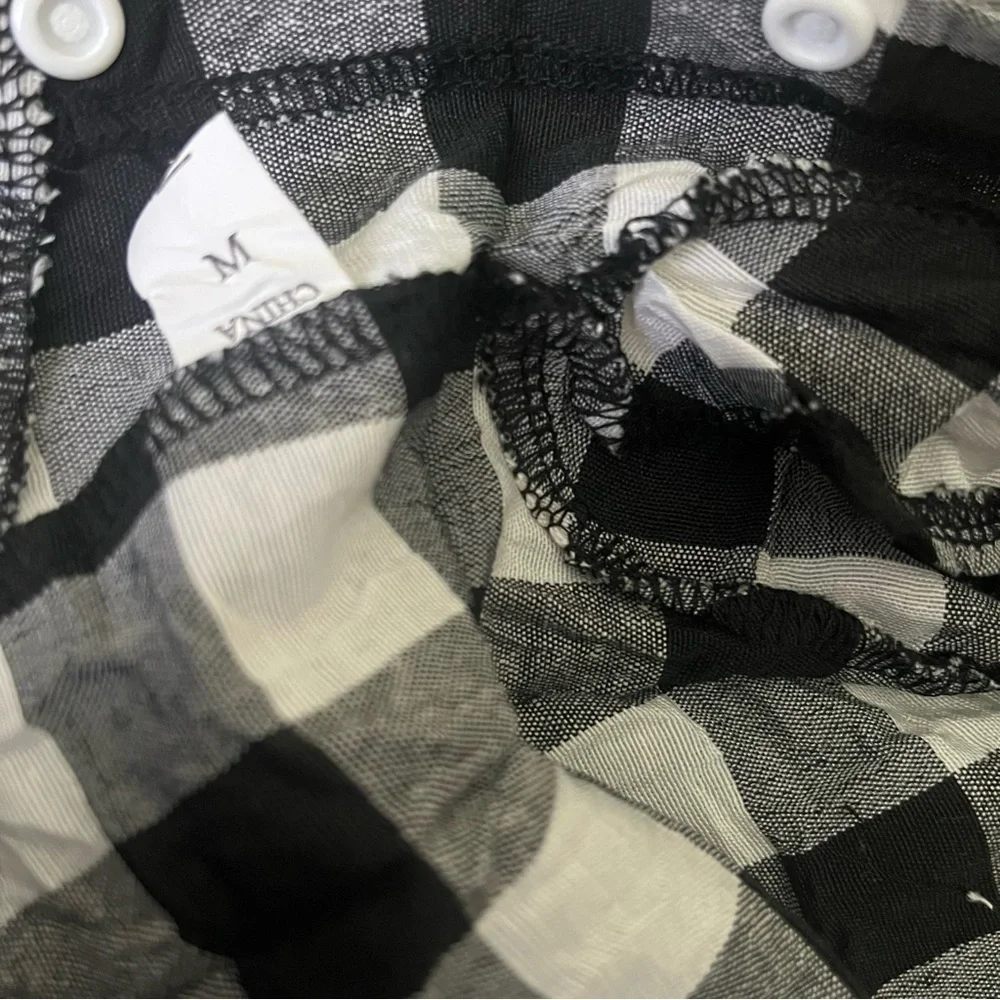 NWOT Stylish Black and White Checkered Dog Shirt with Red Bow Tie Size M